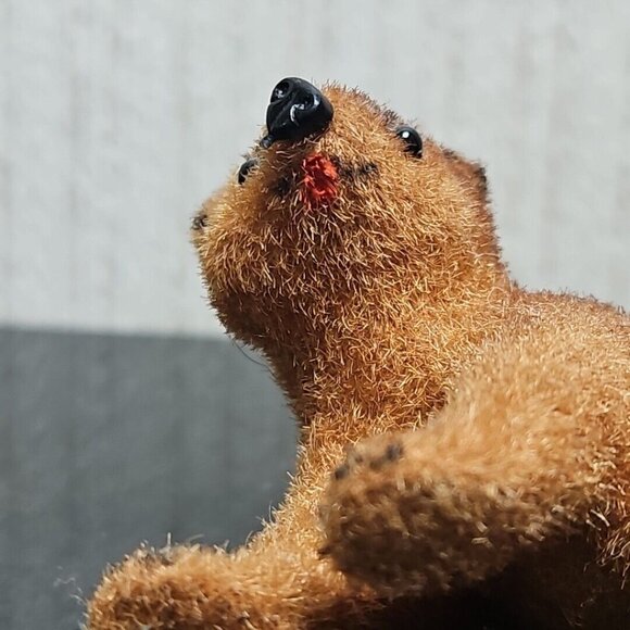 Vintage Kunstlerschutz Flocked Brown Bear Sitting Bear Handwork West Germany - Picture 8 of 9